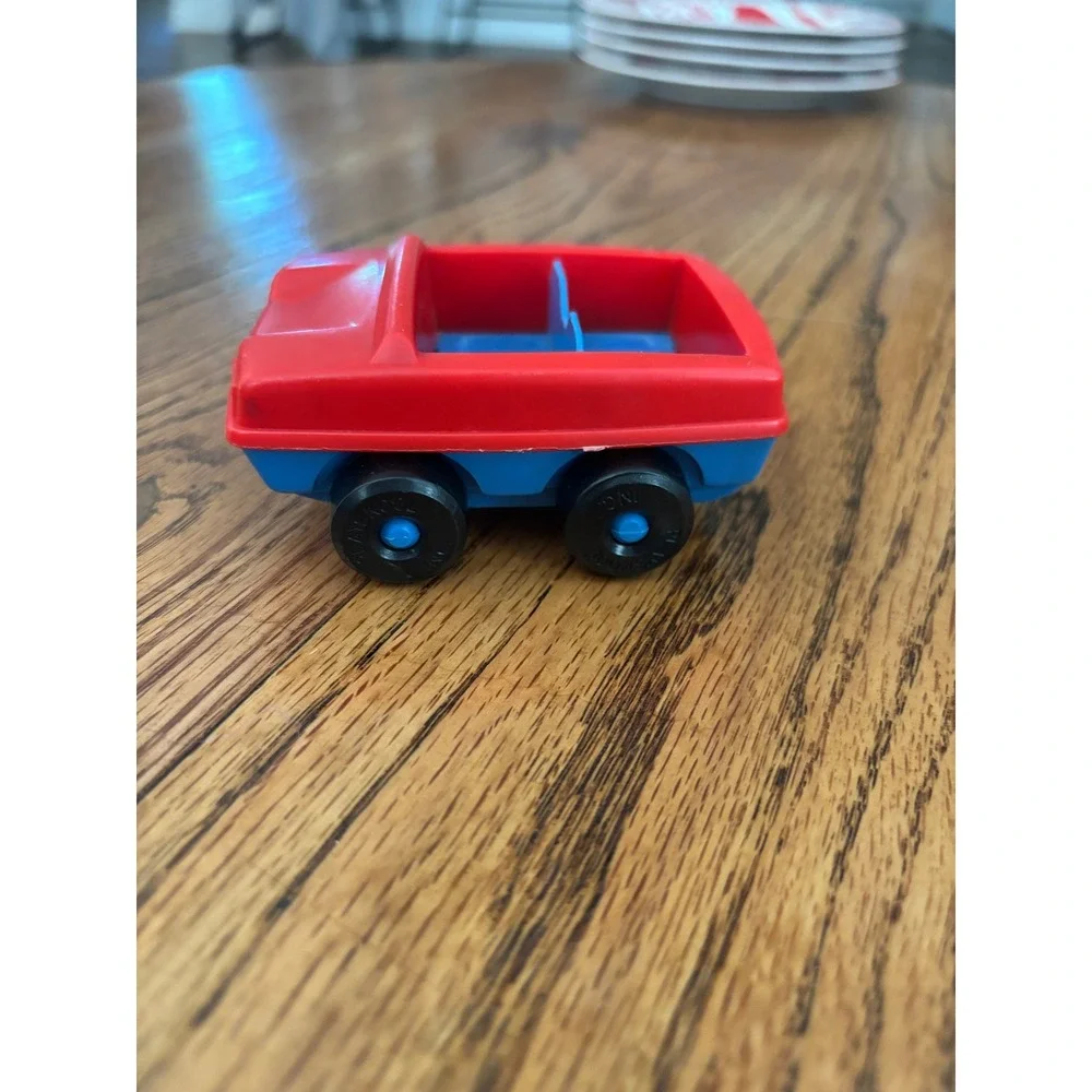 Vintage Playskool Red and Blue Plastic Toy Car Chunky Vehicle Preschool Toy